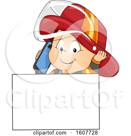 Kid Toddler Boy Fire Fighter Call Illustration by BNP Design Studio