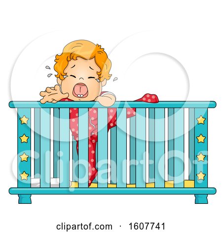 Kid Toddler Boy Crib Climb Cry Illustration by BNP Design Studio