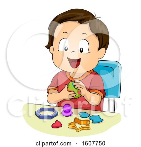 Kid Toddler Boy Play Clay Illustration by BNP Design Studio