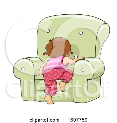 Kid Toddler Girl Climb Chair Illustration by BNP Design Studio