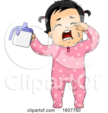 Kid Toddler Girl Crying Sippy Cup Illustration by BNP Design Studio