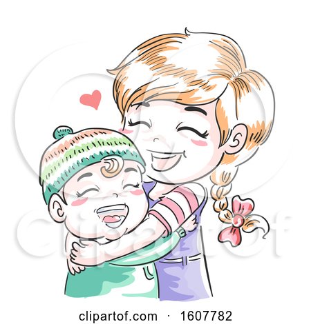 Kids Girl Toddler Hug Sisterly Duty Illustration by BNP Design Studio