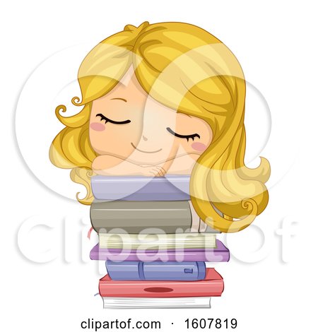 Kid Girl Sleep Books Illustration by BNP Design Studio