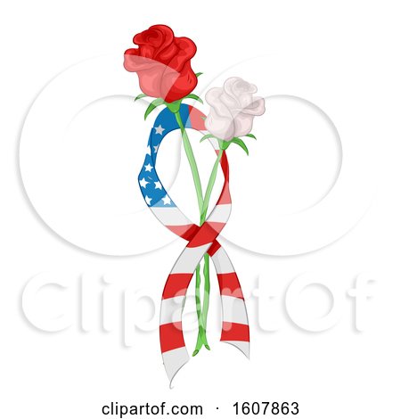 Rose Ribbon Flag Memorial Day Illustration by BNP Design Studio