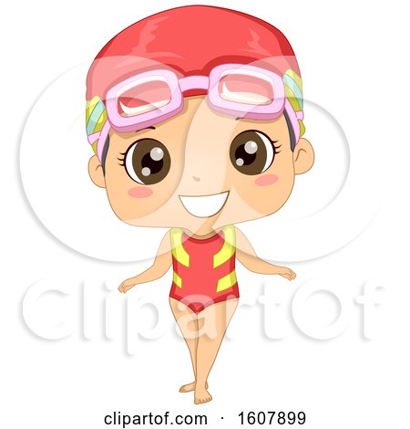 Kid Girl Swimming Suit Illustration by BNP Design Studio