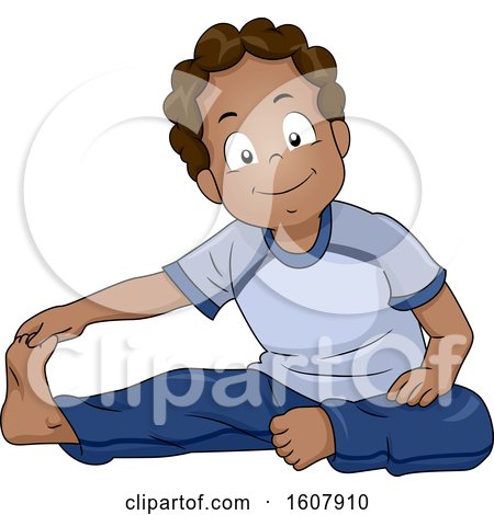 Kid Boy Black Stretching Illustration by BNP Design Studio