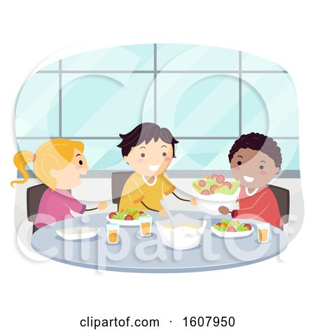 Stickman Kids Ask Pass Food Politely Illustration by BNP Design Studio