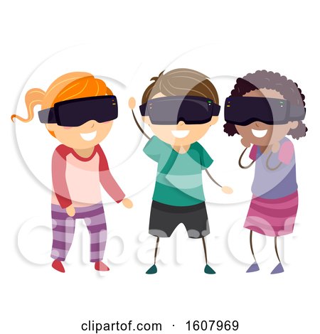 Stickman Kids Virtual Reality Glasses Illustration by BNP Design Studio