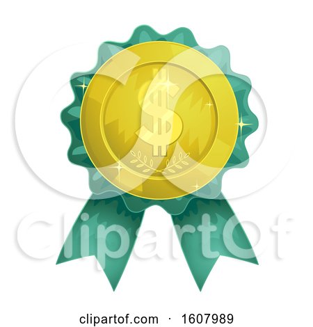 Gold Coin Dollar Ribbon Award Illustration by BNP Design Studio