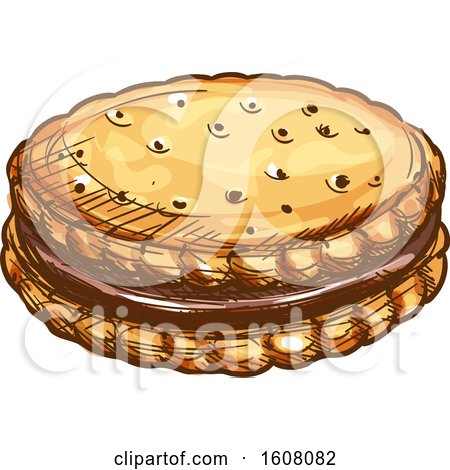 Clipart of a Sketched Cookie - Royalty Free Vector Illustration by Vector Tradition SM