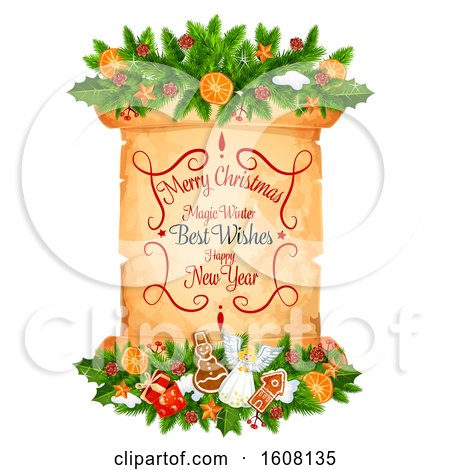 Clipart of a Merry Christmas Scroll - Royalty Free Vector Illustration by Vector Tradition SM