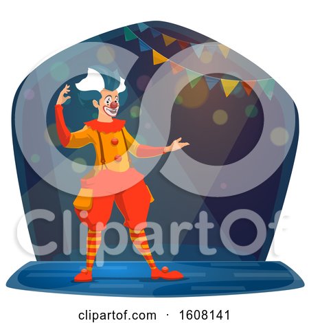 Clipart of a Performing Circus Clown - Royalty Free Vector Illustration by Vector Tradition SM