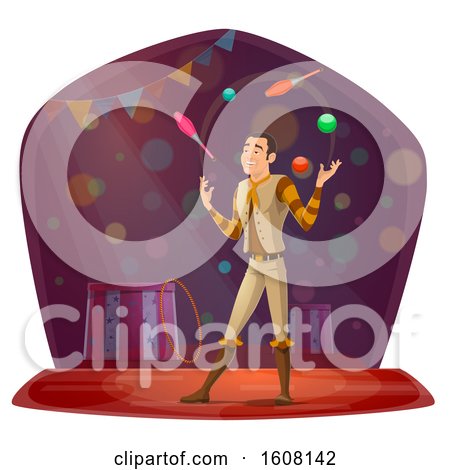 Clipart of a Performing Circus Juggler - Royalty Free Vector Illustration by Vector Tradition SM