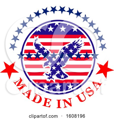 Clipart of a Made in the Usa Design with an Eagle - Royalty Free Vector Illustration by Vector Tradition SM