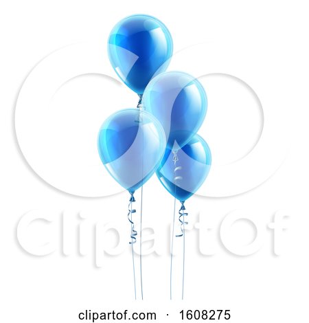 Clipart of a Group of 3d Blue Party Balloons - Royalty Free Vector Illustration by AtStockIllustration