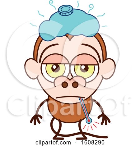 Clipart of a Cartoon Sick Monkey - Royalty Free Vector Illustration by Zooco