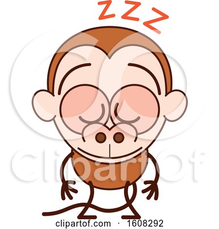 Clipart of a Cartoon Sleeping Monkey - Royalty Free Vector Illustration by Zooco