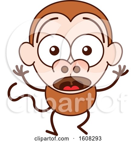 Clipart of a Cartoon Surprised Monkey - Royalty Free Vector Illustration by Zooco