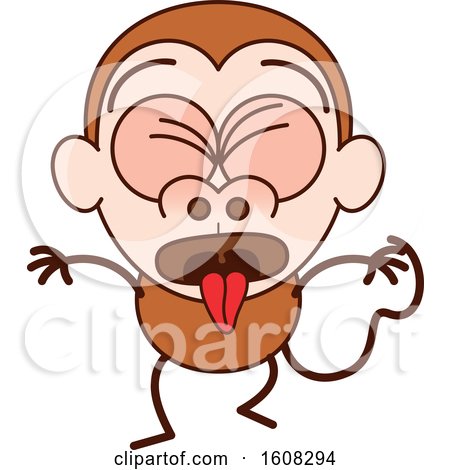 Clipart of a Cartoon Vomiting Monkey - Royalty Free Vector Illustration by Zooco