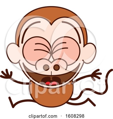 Clipart of a Cartoon Celebrating Monkey - Royalty Free Vector Illustration by Zooco