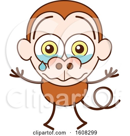 Clipart of a Cartoon Crying Monkey - Royalty Free Vector Illustration by Zooco