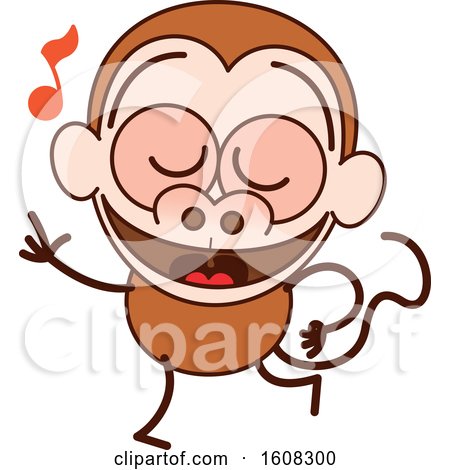 Clipart of a Cartoon Dancing Monkey - Royalty Free Vector Illustration by Zooco