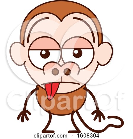 Clipart of a Cartoon Indifferent Monkey - Royalty Free Vector Illustration by Zooco
