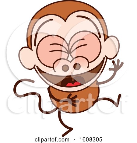 Clipart of a Cartoon Laughing Monkey - Royalty Free Vector Illustration by Zooco