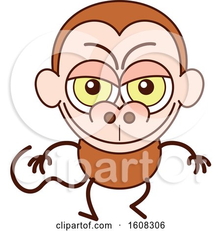 Clipart of a Cartoon Naughty Monkey - Royalty Free Vector Illustration by Zooco