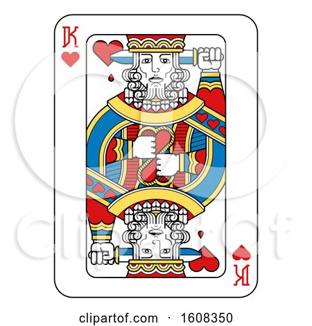 Clipart of a King of Hearts Playing Card - Royalty Free Vector Illustration by AtStockIllustration