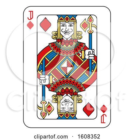Clipart of a Jack of Diamonds Playing Card - Royalty Free Vector Illustration by AtStockIllustration
