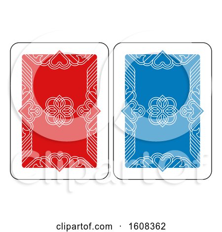 Clipart of a Playing Card Reverse Back in Red and Blue - Royalty Free Vector Illustration by AtStockIllustration