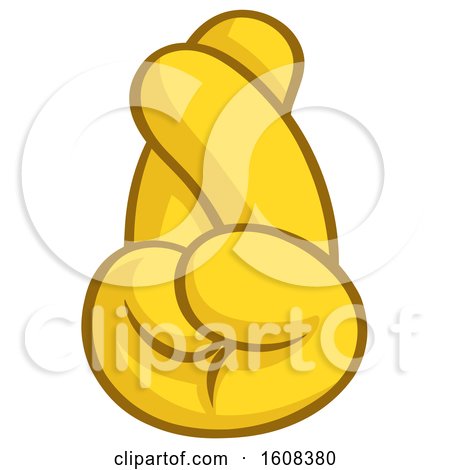 Clipart of a Yellow Fingers Crossed Emoji Hand - Royalty Free Vector Illustration by yayayoyo