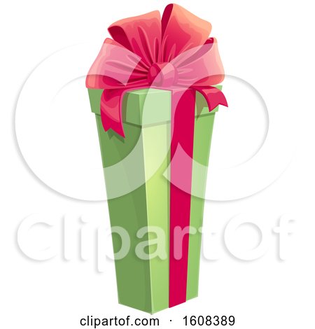 Clipart of a Gift Box with a Bow - Royalty Free Vector Illustration by Vector Tradition SM