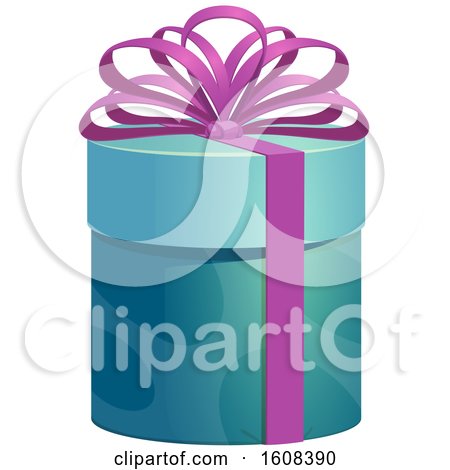 Clipart of a Round Gift Box with a Bow - Royalty Free Vector Illustration by Vector Tradition SM