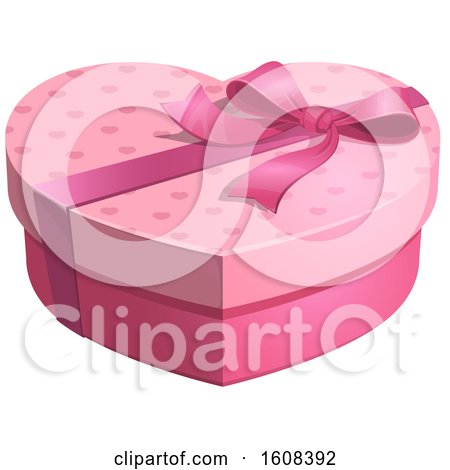 Clipart of a Heart Shaped Gift Box with a Bow - Royalty Free Vector Illustration by Vector Tradition SM
