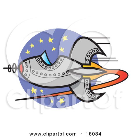 Space Shuttle Flying Past Stars Clipart Illustration by Andy Nortnik