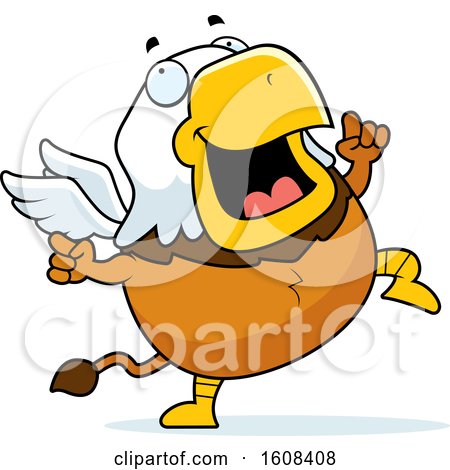 Clipart of a Cartoon Happy Dancing Chubby Griffin Mascot Character - Royalty Free Vector Illustration by Cory Thoman