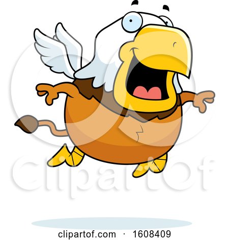 Clipart of a Cartoon Flying Chubby Griffin Mascot Character - Royalty Free Vector Illustration by Cory Thoman
