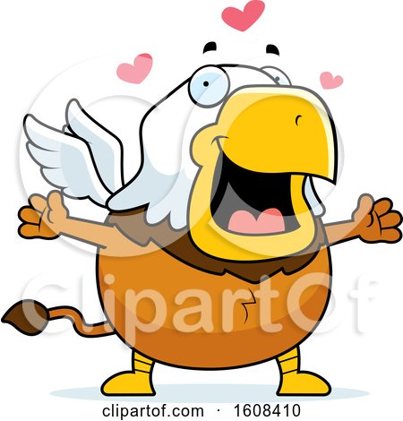 Clipart of a Cartoon Chubby Griffin Mascot Character with Open Arms - Royalty Free Vector Illustration by Cory Thoman