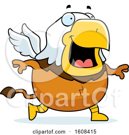 Clipart of a Cartoon Walking Chubby Griffin Mascot Character - Royalty Free Vector Illustration by Cory Thoman
