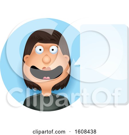 Clipart of a Happy Hispanic Woman Talking in a Blue Circle - Royalty Free Vector Illustration by Cory Thoman