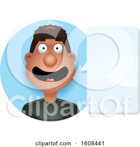 Clipart of a Black Man Talking in a Blue Circle - Royalty Free Vector Illustration by Cory Thoman