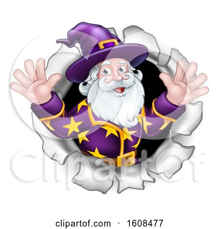 Clipart of a Happy Wizard Emerging from a Hole - Royalty Free Vector Illustration by AtStockIllustration