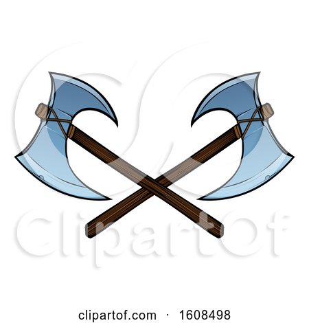 Clipart of Crossed Viking Axes - Royalty Free Vector Illustration by AtStockIllustration