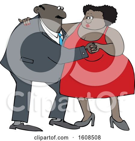 Clipart of a Cartoon Black Couple Dancing - Royalty Free Vector Illustration by djart
