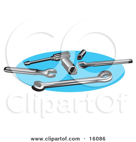 Sockets, Wrenches And Screwdrivers Clipart Illustration by Andy Nortnik