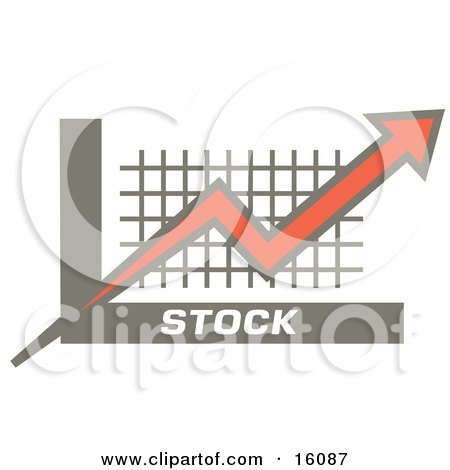 Orange-Red Arrow Going Up Over A Graph, Symbolizing Increasing Stocks  Posters, Art Prints