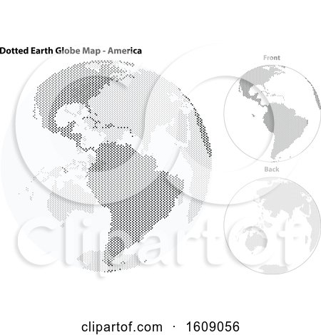 Clipart of a Grayscale Dotted Globe Featuring the Americas - Royalty Free Vector Illustration by dero