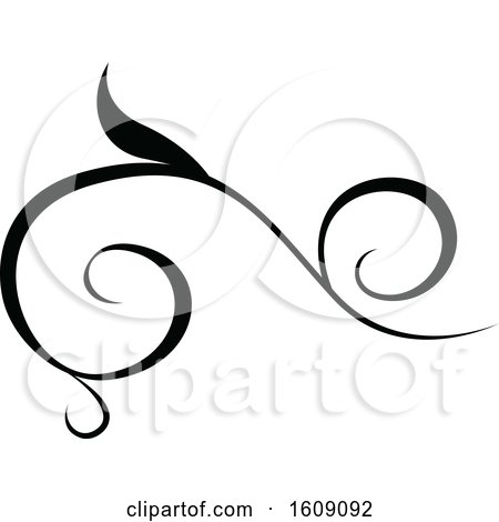 Clipart of a Black Flourish Design Element - Royalty Free Vector Illustration by dero